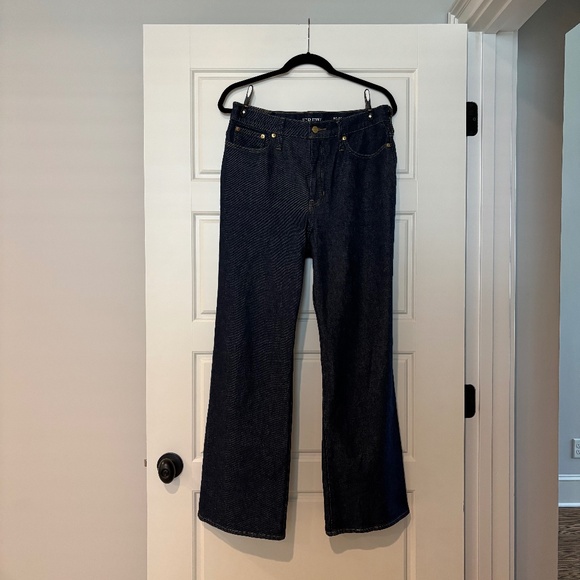 JCREW High-rise slim wide jean in 1996 semi-stretch in Dark Blue Size 30 Tall - Picture 3 of 13